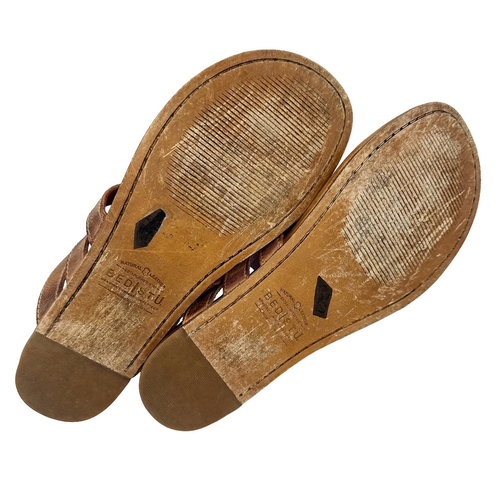 BED STU Yoli Slip-On Leather Thong Sandals • 9 • camel tan rustic boho beach - Picture 7 of 10